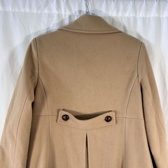 Tommy Hilfiger Long Coat Women's 12 Beige Wool Cashmere Blend 2 Button Front - Picture 8 of 10
